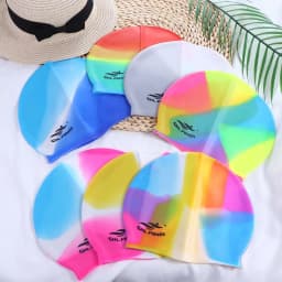 Wear-resistant Practical Colorful Silicone Flexible Waterproof Plus Size Bathing Cap Swimming Cap Swim Pool Hat Swimming Hat