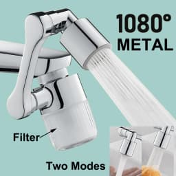 Metal Universal Faucet Extender with Filter 2 Modes Tap Aerator Splash Basin Swivel Robotic Arm Faucets Extender Sprayer Head