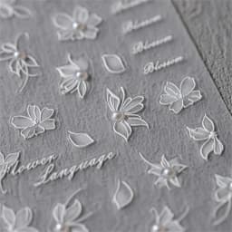 1pcs 5D Exquisite White Flower Nail Art Stickers 2024 Kawaii Flower Nail Decoration Decals Self Adhesive Slider DIY Accessories