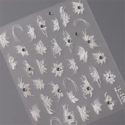 1pcs 5D Exquisite White Flower Nail Art Stickers 2024 Kawaii Flower Nail Decoration Decals Self Adhesive Slider DIY Accessories