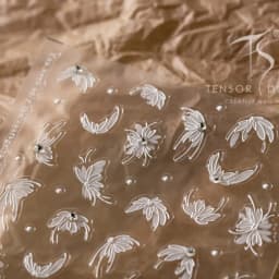 1pcs 5D Exquisite White Flower Nail Art Stickers 2024 Kawaii Flower Nail Decoration Decals Self Adhesive Slider DIY Accessories