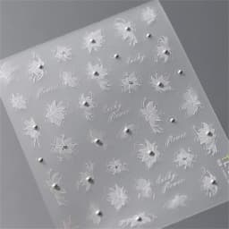 1pcs 5D Exquisite White Flower Nail Art Stickers 2024 Kawaii Flower Nail Decoration Decals Self Adhesive Slider DIY Accessories