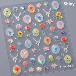 1pcs 5D Exquisite White Flower Nail Art Stickers 2024 Kawaii Flower Nail Decoration Decals Self Adhesive Slider DIY Accessories