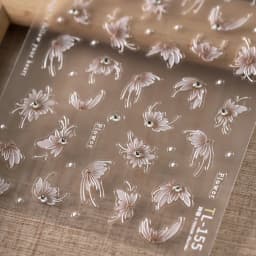 1pcs 5D Exquisite White Flower Nail Art Stickers 2024 Kawaii Flower Nail Decoration Decals Self Adhesive Slider DIY Accessories