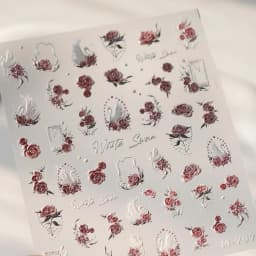 1pcs 5D Exquisite White Flower Nail Art Stickers 2024 Kawaii Flower Nail Decoration Decals Self Adhesive Slider DIY Accessories
