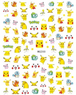 1PCS Cartoon Kawaii Pokémon Nail Stickers 3D Sanrio Hello Kitty Stickers For Nails Nails Accesories Anime Kuromi Nail Supplies