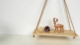 1PC Wooden Swing Hanging Hemp Rope Wall Shelve Mounted Floating Home Living Room Plant Flower Pot Tray Storage Garden Decoration