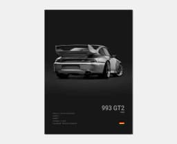 Pop Black And White German Luxury Sports Car Poster Wall Art 911 GT3 RS Turbo HD Oil On Canvas Print Garage Living Room Decor