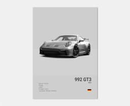 Pop Black And White German Luxury Sports Car Poster Wall Art 911 GT3 RS Turbo HD Oil On Canvas Print Garage Living Room Decor