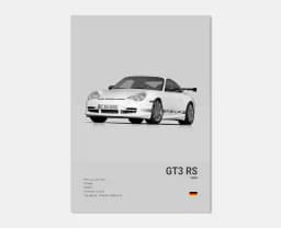 Pop Black And White German Luxury Sports Car Poster Wall Art 911 GT3 RS Turbo HD Oil On Canvas Print Garage Living Room Decor
