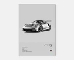 Pop Black And White German Luxury Sports Car Poster Wall Art 911 GT3 RS Turbo HD Oil On Canvas Print Garage Living Room Decor