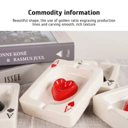 European Poker Ashtray Red Heart A Creative Porcelain Ashtray Fashion Trend Household Merchandises Desk Cleaning Household Items