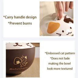 YWDL 550ml Cartoon Cat Ceramic Instant Noodle Bowl With Lid Underglaze Color Soup Salad Bowl Kitchen Office Student Lunch Box