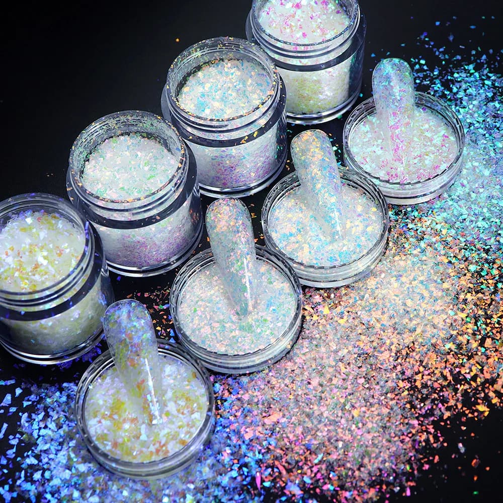 10ml Nail Art Sequin Magic Color Opal Flakes Shiny Polarizing Small Fragments Aurora Glass Paper Foil Flakes Nail Sequins