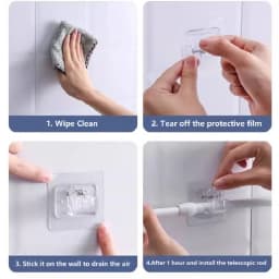 2/4PCS Curtain Rod Brackets Self Adhesive Curtain Rod Holder Hooks Nail Free Adjustable Curtain Rod Hooks Curtain Hangers