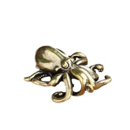 Brass Octopus Home Decoration Antique Copper Animal Figurines Miniatures Desk Ornament Accessories Creative Table Tea Pets Craft