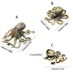 Brass Octopus Home Decoration Antique Copper Animal Figurines Miniatures Desk Ornament Accessories Creative Table Tea Pets Craft