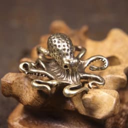 Brass Octopus Home Decoration Antique Copper Animal Figurines Miniatures Desk Ornament Accessories Creative Table Tea Pets Craft