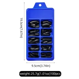 100Pcs Black Almond False Nails Acrylic Press On Nail Reusable French Full Cover Stiletto Fake Nails Tips Extension For Women