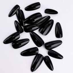 100Pcs Black Almond False Nails Acrylic Press On Nail Reusable French Full Cover Stiletto Fake Nails Tips Extension For Women