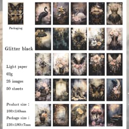 50 pieces of vintage scrapbooking material paper handmade tent DIY collage decoration background craft paper