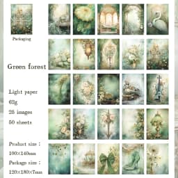50 pieces of vintage scrapbooking material paper handmade tent DIY collage decoration background craft paper