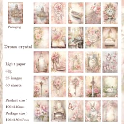 50 pieces of vintage scrapbooking material paper handmade tent DIY collage decoration background craft paper