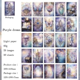 50 pieces of vintage scrapbooking material paper handmade tent DIY collage decoration background craft paper
