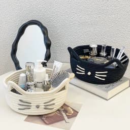 Convenient Woven Storage Basket Bedroom Kids Toy Sundries Desktop Organizer Box Space-Saving Laundry Small Items Decorative Bins