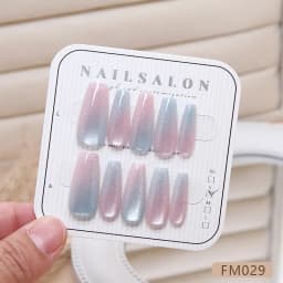 10 Pcs Cat's Eye Gradient Press on Nails Detachable Nail Flakes Nail Flakes Nail Handmade Mermaid Middle T Ballerina Nail
