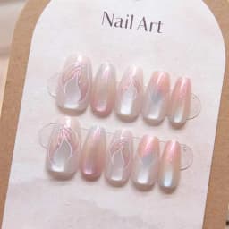 10 Pcs Cat's Eye Gradient Press on Nails Detachable Nail Flakes Nail Flakes Nail Handmade Mermaid Middle T Ballerina Nail