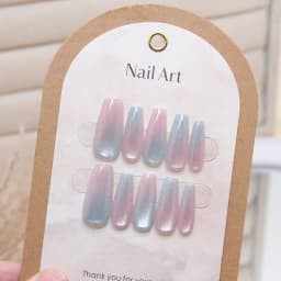 10 Pcs Cat's Eye Gradient Press on Nails Detachable Nail Flakes Nail Flakes Nail Handmade Mermaid Middle T Ballerina Nail