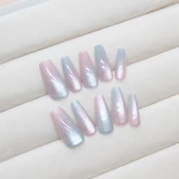 10 Pcs Cat's Eye Gradient Press on Nails Detachable Nail Flakes Nail Flakes Nail Handmade Mermaid Middle T Ballerina Nail