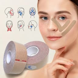 Elastic Face Lift Tape-Instantly Lifts Sagging Jowls,Neck Skin,and Double Chin for a Defined V Jawline-Reusable-0.98*196.85 inch