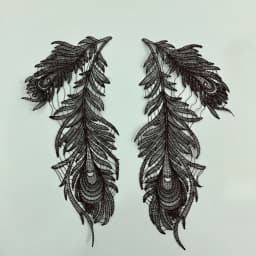1 Pair Embroidery White Black Feather Patch For Wedding Headwear DIY Craft Accessories