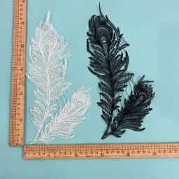 1 Pair Embroidery White Black Feather Patch For Wedding Headwear DIY Craft Accessories