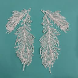 1 Pair Embroidery White Black Feather Patch For Wedding Headwear DIY Craft Accessories