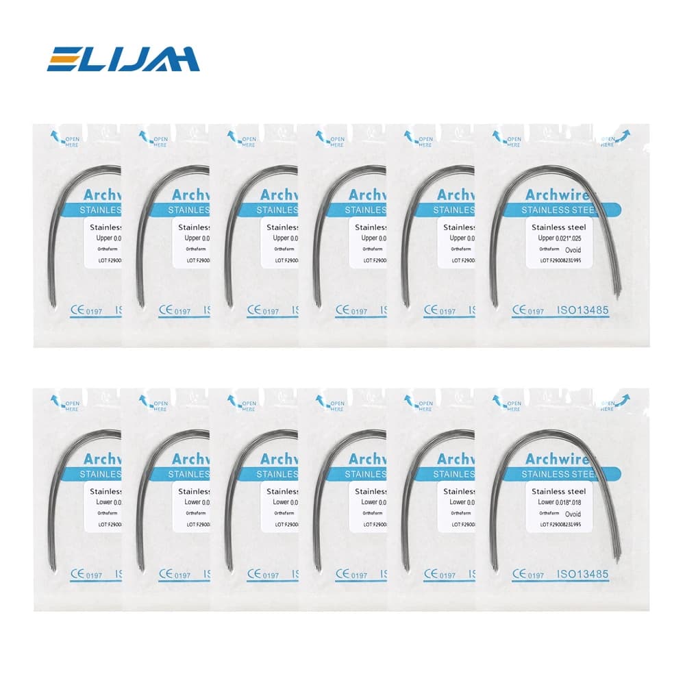 ELIJAH  Dental Stainless Steel Archwires For Dental Orthodontics Archwires Round/Rectangular 10PCS Teeth Braces Brackets