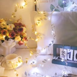 20/50/100LEDs Golden Silver Tiny Leaves Fairy Light Battery Powerd Artificial Plant Garland Vine Lights For Wedding Home Party