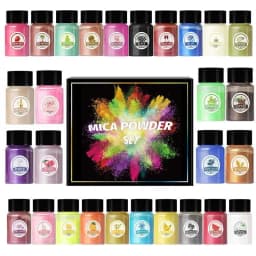 6/24/30Colors Epoxy Resin Dye Mica Powder Powdered Pigments Set Resin Mica Pearlescent Resin Pearl Natural Micas Colorants Resin