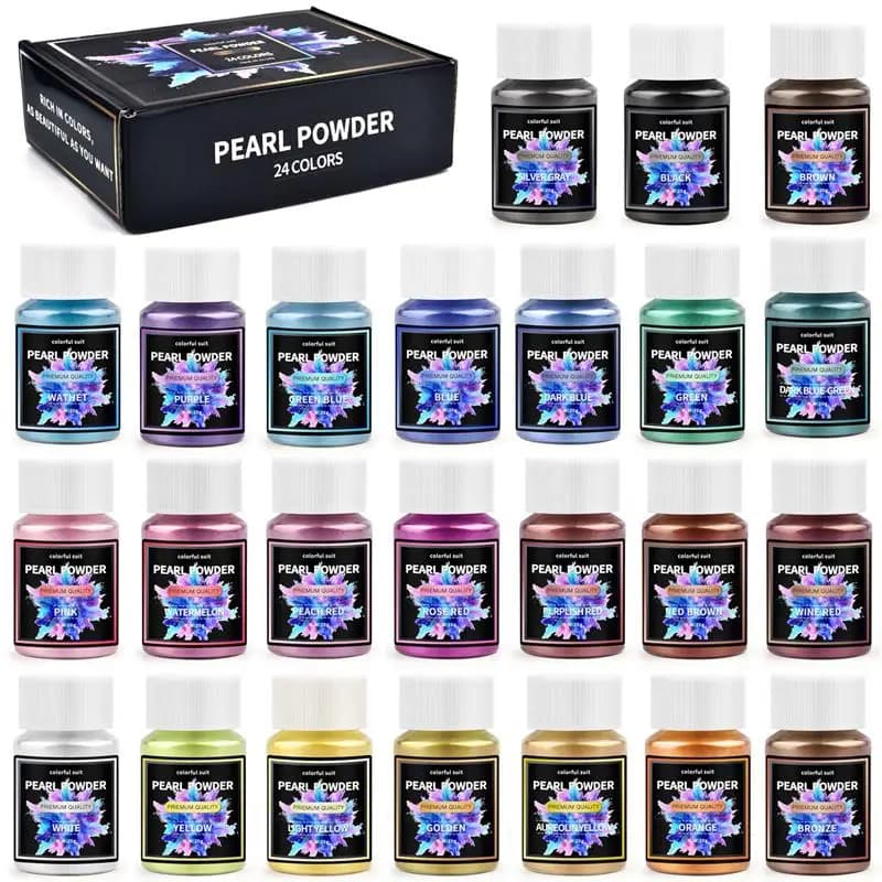 6/24/30Colors Epoxy Resin Dye Mica Powder Powdered Pigments Set Resin Mica Pearlescent Resin Pearl Natural Micas Colorants Resin