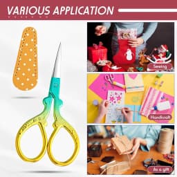 1Pc Sewing Embroidery Scissors with Artificial Leather Cover 3.6 Inch Stainless Steel Vintage Sewing Scissors for Needlework