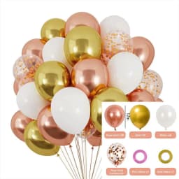 50Pcs Sparkling Metal Pink Latex Balloons - Wedding, Birthday, Anniversary Decoration