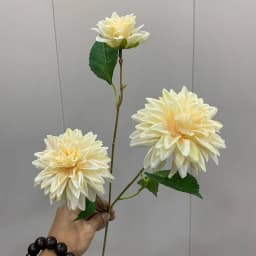 Lifelike Artificial Dahlia Flower with 3 Heads Long Branch Silk Flower for Home Wedding Decor Birthday Party Bedroom Decoration