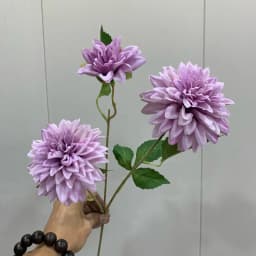 Lifelike Artificial Dahlia Flower with 3 Heads Long Branch Silk Flower for Home Wedding Decor Birthday Party Bedroom Decoration