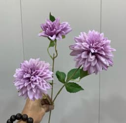 Lifelike Artificial Dahlia Flower with 3 Heads Long Branch Silk Flower for Home Wedding Decor Birthday Party Bedroom Decoration