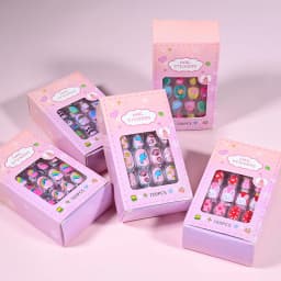 120pcs/box Pink Cartoon Children Press On Nails Candy Color Unicorn Cat Bunny Kids Full Cover False Nail Girls Party Nail Decora