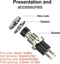 20pcs Momentary Push Button Switch, 1A 250VAC SPST Mini Pushbutton Switches Normally Open(NO) Black & Red Cap