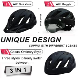 PJT New USB Rechargeable LED Taillight Bike Helmet Sun Visor Goggle Men Bicycle Helmet Sunglasses Riding Road MTB Cycling Helmet