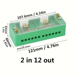 1 Piece Fj6 Single-Phase/Three-Phase Electrical Junction Box - 2inch Outlets, 6/8/12 Ports, Brass Terminal Block, Suitable for Household Distribution, Maximum Support 200A, 220V